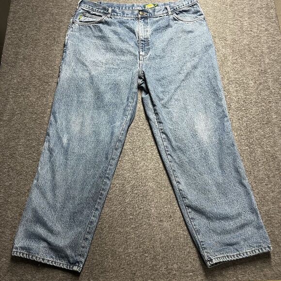 Cabelas Outdoor Gear Flannel Lined Jeans Mens 44 x 32 ( 41X30) Blue Straight Leg - Picture 1 of 8